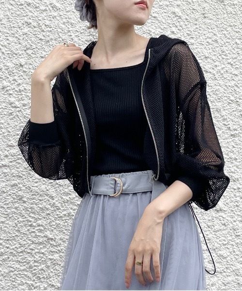 one way（ワンウェイ）の「メッシュパーカー（パーカー・レディース・ブラック/グレー/ホワイト/ブラウン・FREE）」の3枚目の写真