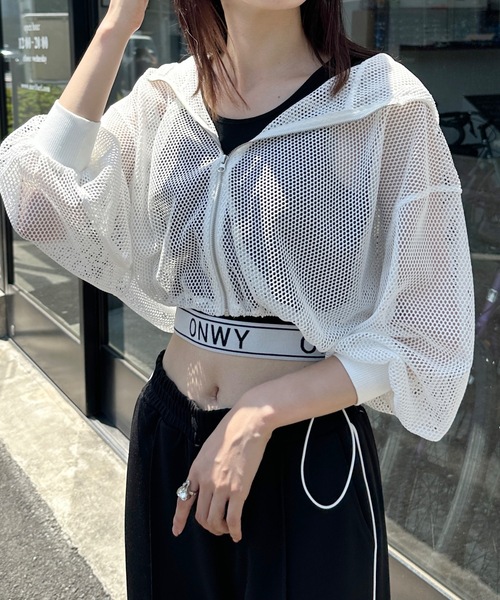 one way（ワンウェイ）の「メッシュパーカー（パーカー・レディース・ブラック/グレー/ホワイト/ブラウン・FREE）」の6枚目の写真