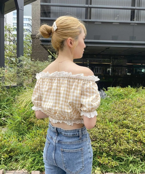 SPIGA(スピーガ)の「フリルギンガムオフショルTOPS(シャツ/ブラウス・レディース・イエロー・FREE)」の13枚目の写真