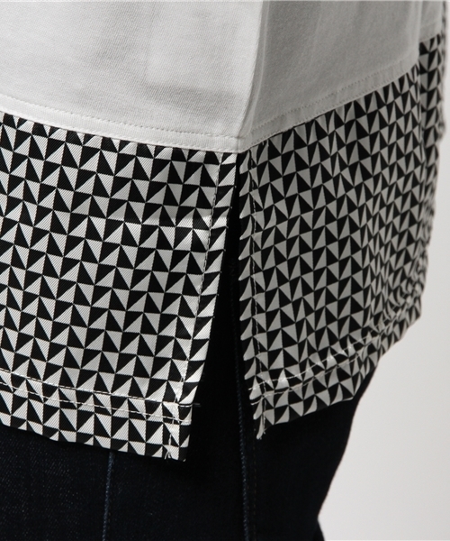 603（ロクマルサン）の「603 裾幾何学ビッグTシャツ（Tシャツ/カットソー・メンズ・オフホワイト/ブラック・FREE）」の6枚目の写真