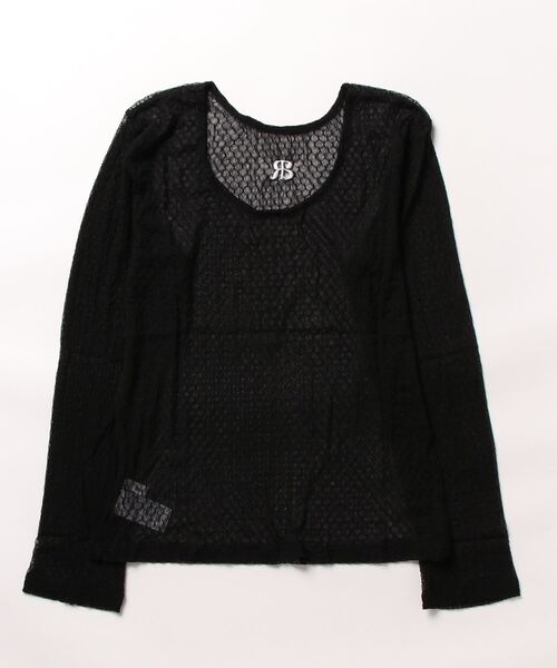 archives(アルシーヴ)の「チュールレースロゴ刺繍TOPS(Tシャツ/カットソー・レディース・ブラック/オフホワイト・MEDIUM)」の21枚目の写真