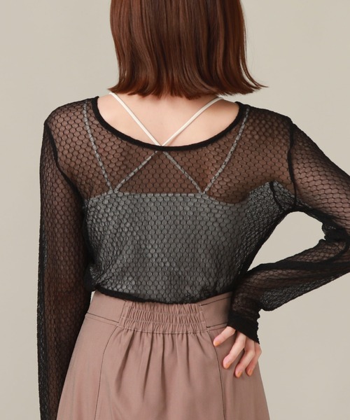 archives(アルシーヴ)の「チュールレースロゴ刺繍TOPS(Tシャツ/カットソー・レディース・ブラック/オフホワイト・MEDIUM)」の10枚目の写真