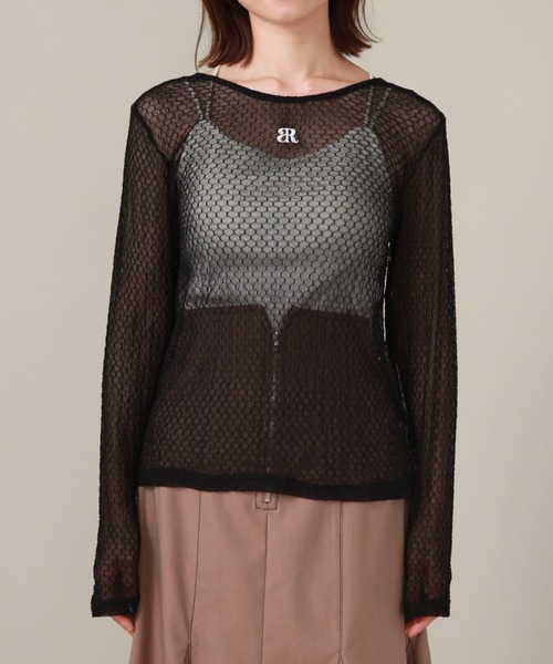 archives(アルシーヴ)の「チュールレースロゴ刺繍TOPS(Tシャツ/カットソー・レディース・ブラック/オフホワイト・MEDIUM)」の15枚目の写真