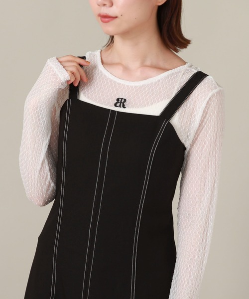 archives(アルシーヴ)の「チュールレースロゴ刺繍TOPS(Tシャツ/カットソー・レディース・ブラック/オフホワイト・MEDIUM)」の3枚目の写真