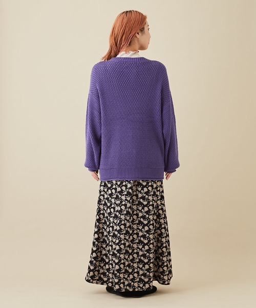 CUBE SUGAR（キューブシュガー）の「花柄プリントイージーマーメイドスカート（スカート・レディース・ブラック/ネイビー/ブラウン・M）」の8枚目の写真