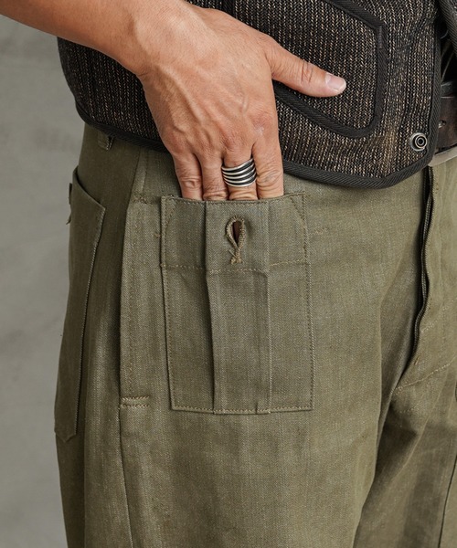 WAIPER.inc（ワイパーインク）の「イギリス軍 1950’s ヴィンテージ グリーンデニム トラウザー MADE OF ”KAIHARA DENIM” WAIPER.inc（デニムパンツ・メンズ・グリーン・6/7/8/9/10）」の12枚目の写真