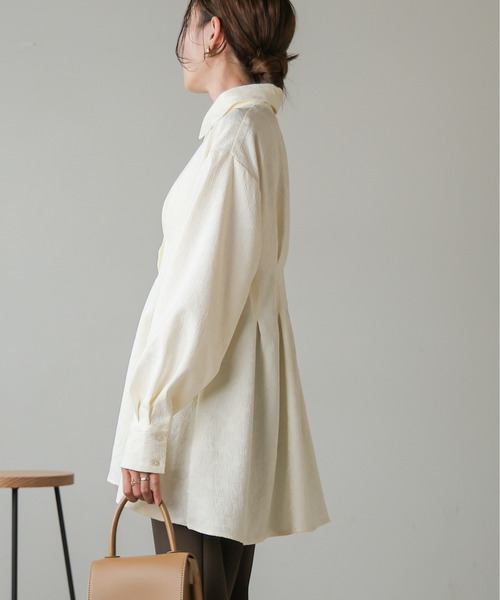 Bab（バブ）の「ジャガードタックシャツブラウス（シャツ/ブラウス・レディース・ホワイト系その他/グリーン/オフホワイト・M）」の15枚目の写真