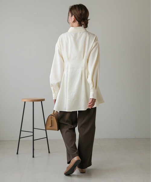 Bab（バブ）の「ジャガードタックシャツブラウス（シャツ/ブラウス・レディース・ホワイト系その他/グリーン/オフホワイト・M）」の16枚目の写真