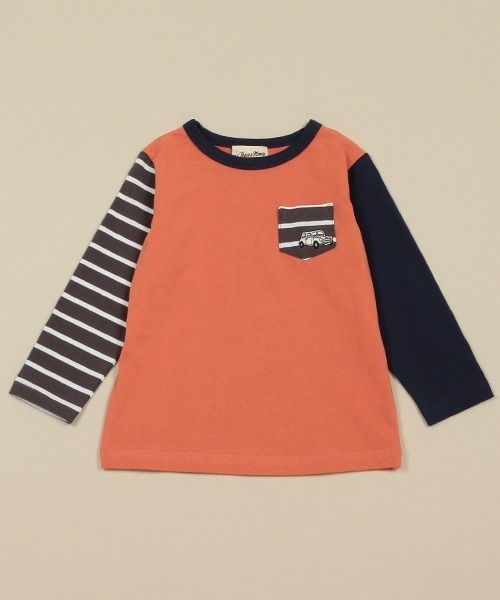 Love&Peace&Money(ラブアンドピースアンドマネー)の「classic car刺しゅう長袖Tシャツ(Tシャツ/カットソー・キッズ・レンガ/キナリ・130cm/80cm/90cm/100cm/120cm/110cm)」の2枚目の写真