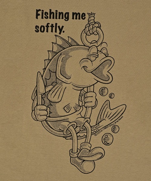 NOTHINKER(ノーシンカー)の「Fishing me softly T-shirt(Tシャツ/カットソー・メンズ・ブルー系その他/ホワイト/サンドベージュ・MEDIUM/X-LARGE/SMALL/LARGE/XX-LARGE)」の8枚目の写真