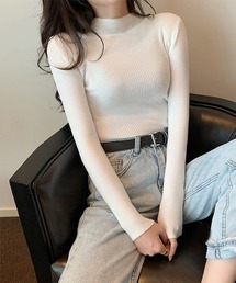 薄手ハイネック 細身リブニット
