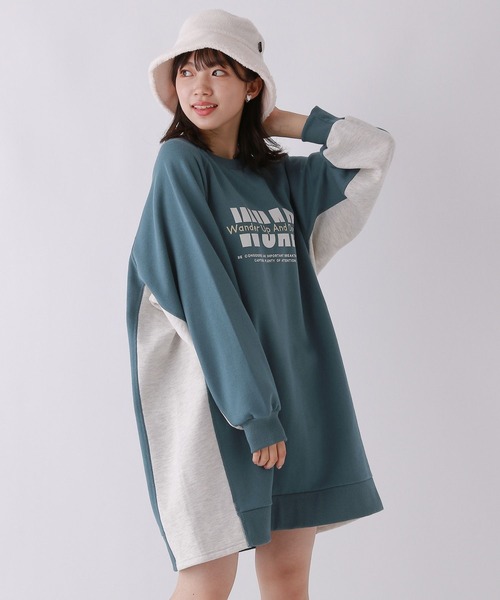 repipi armario（レピピ アルマリオ）の「【裏起毛】サイドハイショクワンピース（ワンピース・キッズ・スミクロ/グレー/ブルー・SMALL/MEDIUM/LARGE）」の3枚目の写真