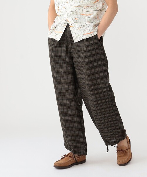 BEAMS PLUS(ビームスプラス)の「BEAMS PLUS / リネン メッシュ チェック ミリタリー イージーパンツ(その他パンツ・メンズ・オリーブ・S/M/XL/L)」の5枚目の写真