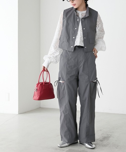 BONLECILL(ボンルシール)の「【セットアップ対応】2WAYサイドスリットリボンパラシュートパンツ(その他パンツ・レディース・チャコールグレー/カーキ/ブラック/アイボリー/ピンク・FREE)」の21枚目の写真