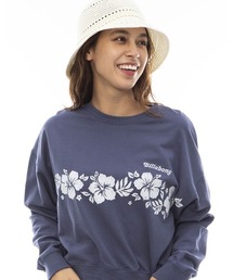 BILLABONG レディース FORGET ME NOT SWEAT CREW トレーナー 【2024年春夏モデル】/ビラボンハイビスカスモチーフグラフィックプリントクロップドクルーネックスウェットトレーナー