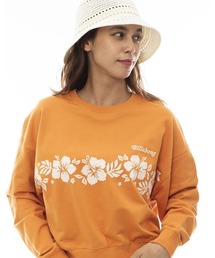 BILLABONG | BILLABONG レディース FORGET ME NOT SWEAT CREW トレーナー 【2024年春夏モデル】/ビラボンハイビスカスモチーフグラフィックプリントクロップドクルーネックスウェットトレーナー(スウェット)