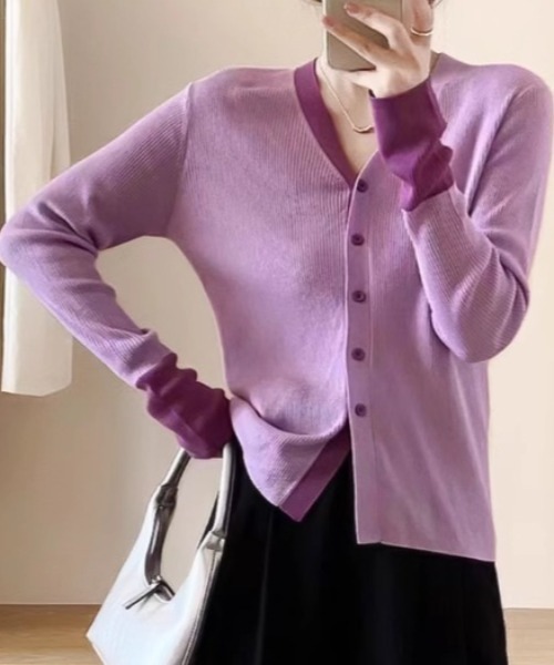 MONSE】 バイカラー ギミック レイヤード カーディガン