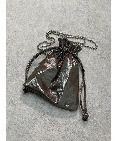 MURUA（ムルーア）の「ラメニットボールチェーンショルダーバッグ（ショルダーバッグ・レディース・グレー/ブラック/オレンジ/シルバー・FREE）」の3枚目の写真