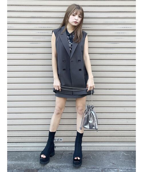 MURUA（ムルーア）の「ラメニットボールチェーンショルダーバッグ（ショルダーバッグ・レディース・グレー/ブラック/オレンジ/シルバー・FREE）」の6枚目の写真