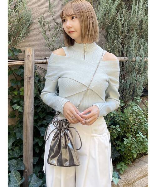 MURUA（ムルーア）の「ラメニットボールチェーンショルダーバッグ（ショルダーバッグ・レディース・グレー/ブラック/オレンジ/シルバー・FREE）」の7枚目の写真