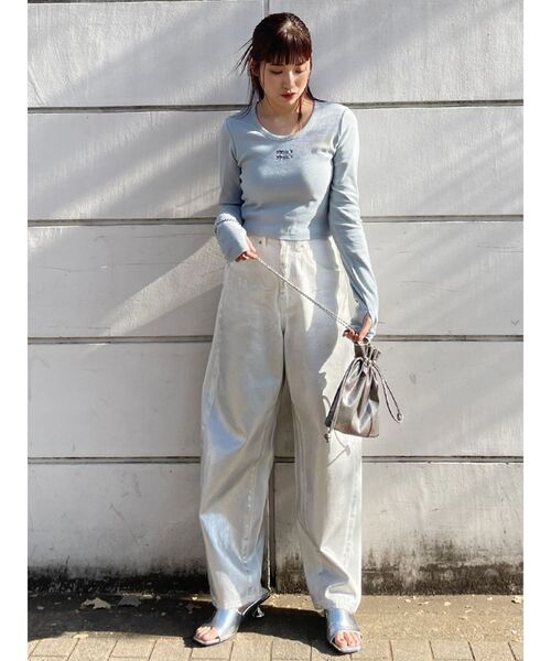 MURUA（ムルーア）の「ラメニットボールチェーンショルダーバッグ（ショルダーバッグ・レディース・グレー/ブラック/オレンジ/シルバー・FREE）」の11枚目の写真