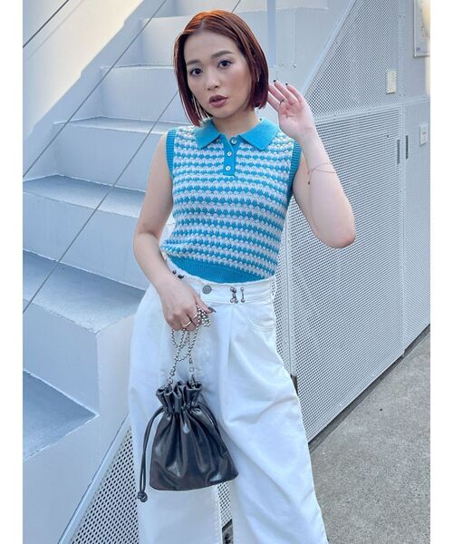 MURUA（ムルーア）の「ラメニットボールチェーンショルダーバッグ（ショルダーバッグ・レディース・グレー/ブラック/オレンジ/シルバー・FREE）」の13枚目の写真