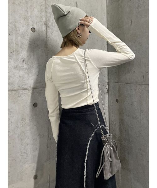 MURUA（ムルーア）の「ラメニットボールチェーンショルダーバッグ（ショルダーバッグ・レディース・グレー/ブラック/オレンジ/シルバー・FREE）」の16枚目の写真