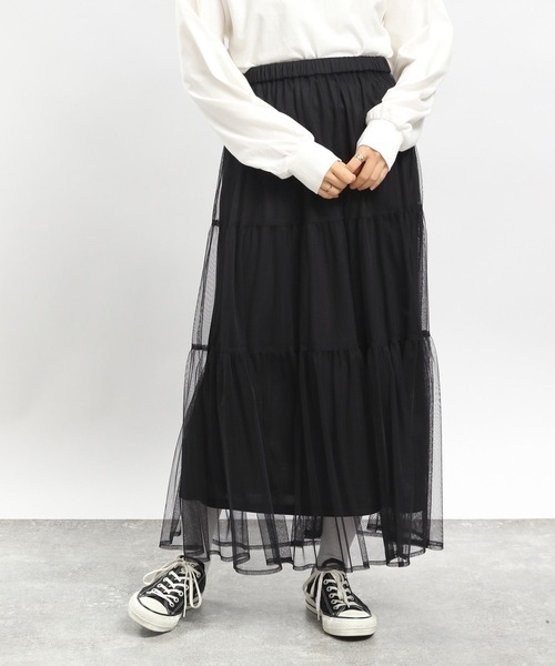 GLOBAL WORK Smile Seed Store（グローバルワーク スマイルシードストア）の「ティアードチュールスカート/996197（スカート・レディース・ベージュ/ブラック・MEDIUM/LARGE）」の18枚目の写真