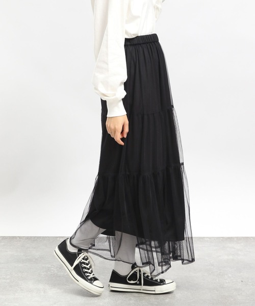 GLOBAL WORK Smile Seed Store（グローバルワーク スマイルシードストア）の「ティアードチュールスカート/996197（スカート・レディース・ベージュ/ブラック・MEDIUM/LARGE）」の19枚目の写真