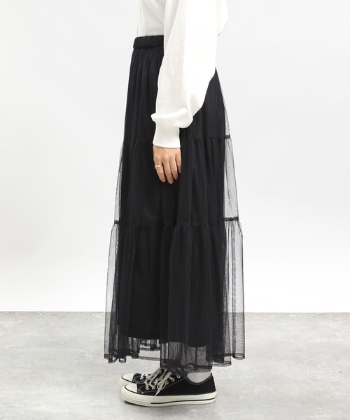 GLOBAL WORK Smile Seed Store（グローバルワーク スマイルシードストア）の「ティアードチュールスカート/996197（スカート・レディース・ベージュ/ブラック・MEDIUM/LARGE）」の8枚目の写真