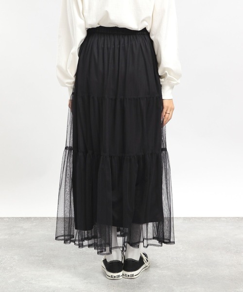 GLOBAL WORK Smile Seed Store（グローバルワーク スマイルシードストア）の「ティアードチュールスカート/996197（スカート・レディース・ベージュ/ブラック・MEDIUM/LARGE）」の9枚目の写真