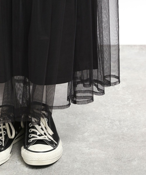 GLOBAL WORK Smile Seed Store（グローバルワーク スマイルシードストア）の「ティアードチュールスカート/996197（スカート・レディース・ベージュ/ブラック・MEDIUM/LARGE）」の12枚目の写真