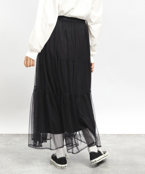 GLOBAL WORK Smile Seed Store（グローバルワーク スマイルシードストア）の「ティアードチュールスカート/996197（スカート・レディース・ベージュ/ブラック・MEDIUM/LARGE）」の20枚目の写真