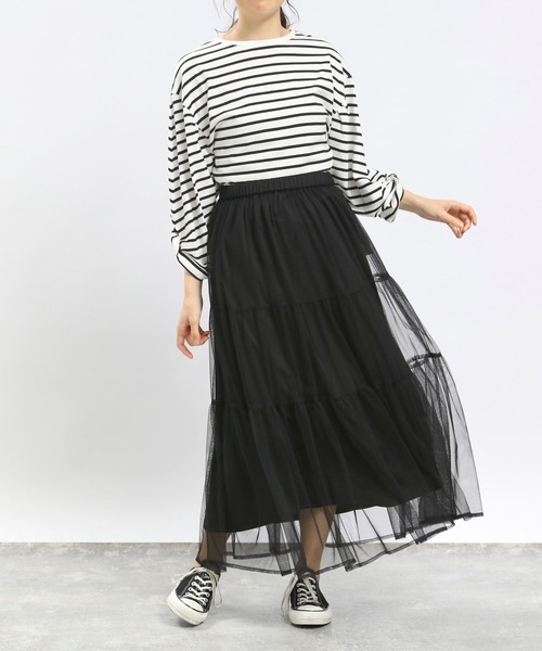 GLOBAL WORK Smile Seed Store（グローバルワーク スマイルシードストア）の「ティアードチュールスカート/996197（スカート・レディース・ベージュ/ブラック・MEDIUM/LARGE）」の22枚目の写真