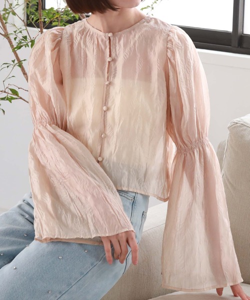 archives（アルシーヴ）の「リンクルシアー2wayブラウス（シャツ/ブラウス・レディース・オフホワイト/グレー/ベージュ・MEDIUM）」の3枚目の写真