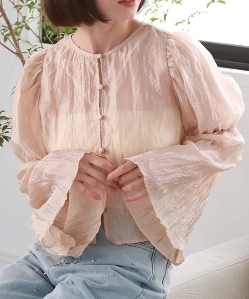 archives（アルシーヴ）の「リンクルシアー2wayブラウス（シャツ/ブラウス・レディース・オフホワイト/グレー/ベージュ・MEDIUM）」の13枚目の写真