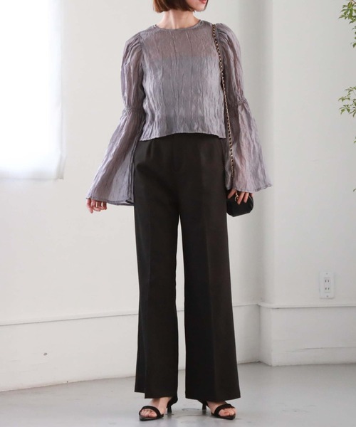 archives（アルシーヴ）の「リンクルシアー2wayブラウス（シャツ/ブラウス・レディース・オフホワイト/グレー/ベージュ・MEDIUM）」の4枚目の写真