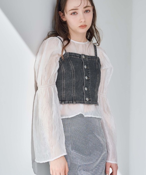 archives（アルシーヴ）の「リンクルシアー2wayブラウス（シャツ/ブラウス・レディース・オフホワイト/グレー/ベージュ・MEDIUM）」の6枚目の写真