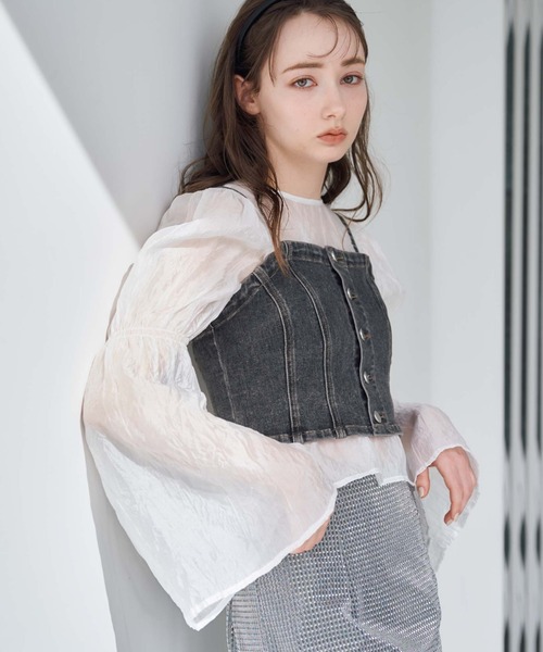 archives（アルシーヴ）の「リンクルシアー2wayブラウス（シャツ/ブラウス・レディース・オフホワイト/グレー/ベージュ・MEDIUM）」の7枚目の写真