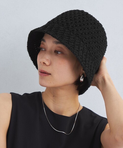 green label relaxing（グリーンレーベルリラクシング）の「レースアミクロシェ ハット（ハット・レディース・オフホワイト/ブラック・FREE）」の5枚目の写真