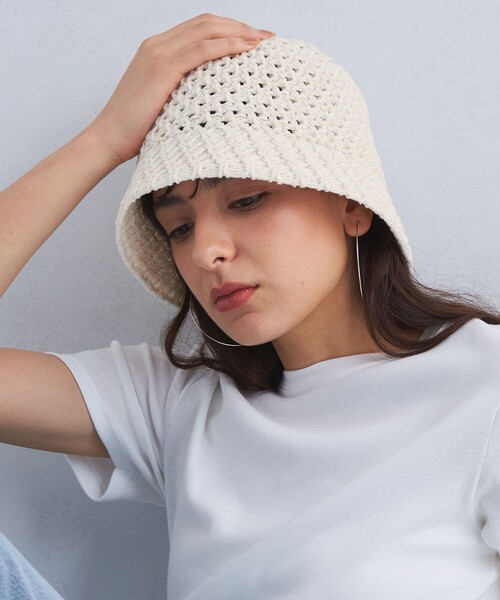 green label relaxing（グリーンレーベルリラクシング）の「レースアミクロシェ ハット（ハット・レディース・オフホワイト/ブラック・FREE）」の9枚目の写真