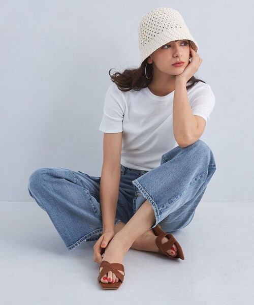 green label relaxing（グリーンレーベルリラクシング）の「レースアミクロシェ ハット（ハット・レディース・オフホワイト/ブラック・FREE）」の10枚目の写真