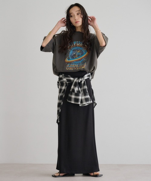 Bonjour Sagan（ボンジュールサガン）の「ダンボールフレアロングスカート（スカート・レディース・ライトグレー/ブラック/チャコールグレー・FREE）」の18枚目の写真