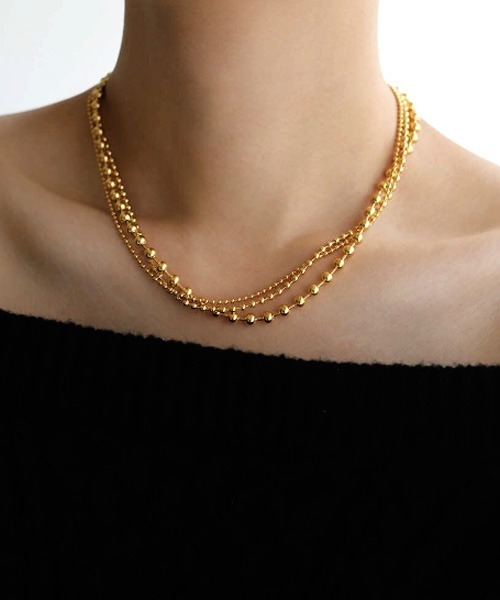 VIBGYOR Women（ヴィブジョー　ウィメン）の「【resonance】ボールチェーン ネックレス【サージカルステンレス316L/K18コーティング】（ネックレス・レディース・シルバー/ゴールド・FREE）」の3枚目の写真