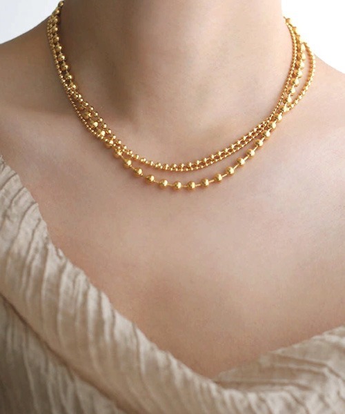 VIBGYOR Women（ヴィブジョー　ウィメン）の「【resonance】ボールチェーン ネックレス【サージカルステンレス316L/K18コーティング】（ネックレス・レディース・シルバー/ゴールド・FREE）」の5枚目の写真