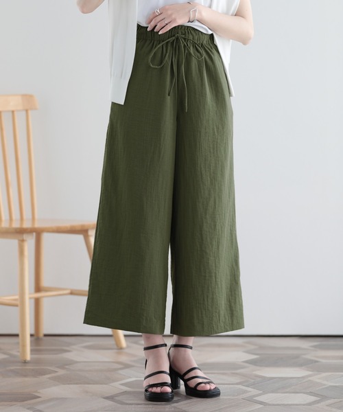 SUNFLOWER EIGHT(サンフラワーエイト)の「冷感ワイドパンツ/セットアップ対応(その他パンツ・レディース・ブルー/ネイビー/ベージュ/ミント/ブラック/ピンク/カーキ・M-Short/M-Long/L-Short/L-Long/XL-Short/XL-Long)」の3枚目の写真