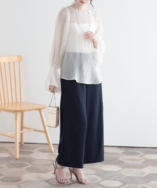 SUNFLOWER EIGHT(サンフラワーエイト)の「冷感ワイドパンツ/セットアップ対応(その他パンツ・レディース・ブルー/ネイビー/ベージュ/ミント/ブラック/ピンク/カーキ・M-Short/M-Long/L-Short/L-Long/XL-Short/XL-Long)」の21枚目の写真