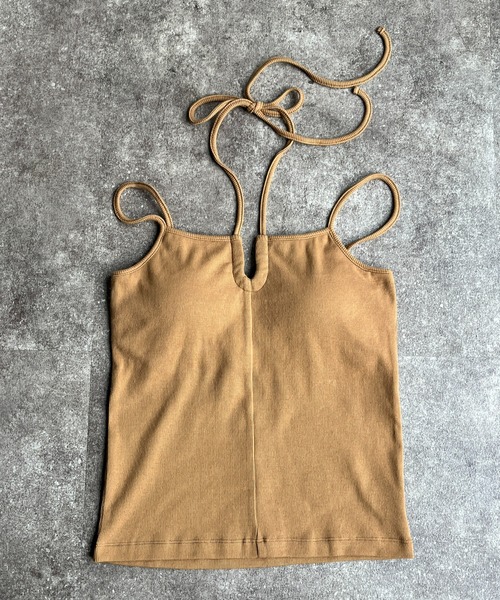 CPCM（シーピーシーエム）の「カップ付きクロスデザインキャミインナー（キャミソール・レディース・マスタード/キナリ/ブラック/ブルー・FREE）」の4枚目の写真