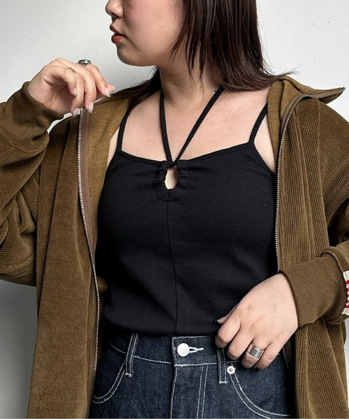 CPCM（シーピーシーエム）の「カップ付きクロスデザインキャミインナー（キャミソール・レディース・マスタード/キナリ/ブラック/ブルー・FREE）」の3枚目の写真