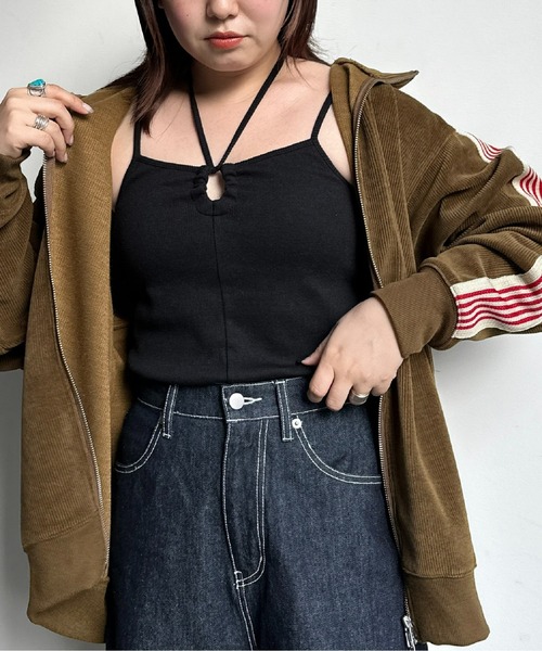 CPCM（シーピーシーエム）の「カップ付きクロスデザインキャミインナー（キャミソール・レディース・マスタード/キナリ/ブラック/ブルー・FREE）」の5枚目の写真